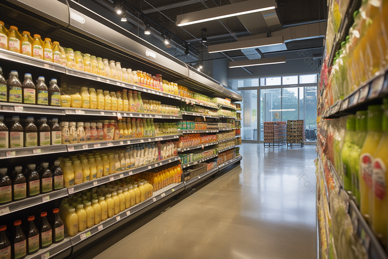 陈列整齐干净的超市购物架,高清,摄影图,摄影图片,图片大全,摄影图免费下载